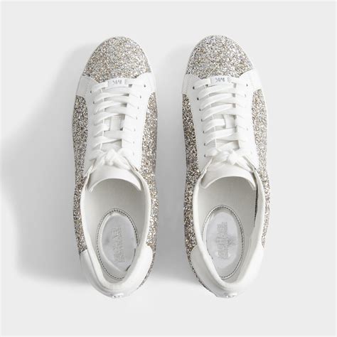 michael kors irving lace up sneaker champagne|Irving Glitter Sneaker .